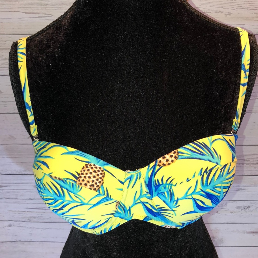Cupshe Pineapple Print High Waisted Padded Bikini Swimsuit Set NWT M Retro Vibes